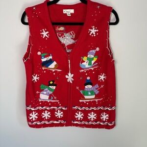 Kim Rogers Red Snowman Sweater Vest